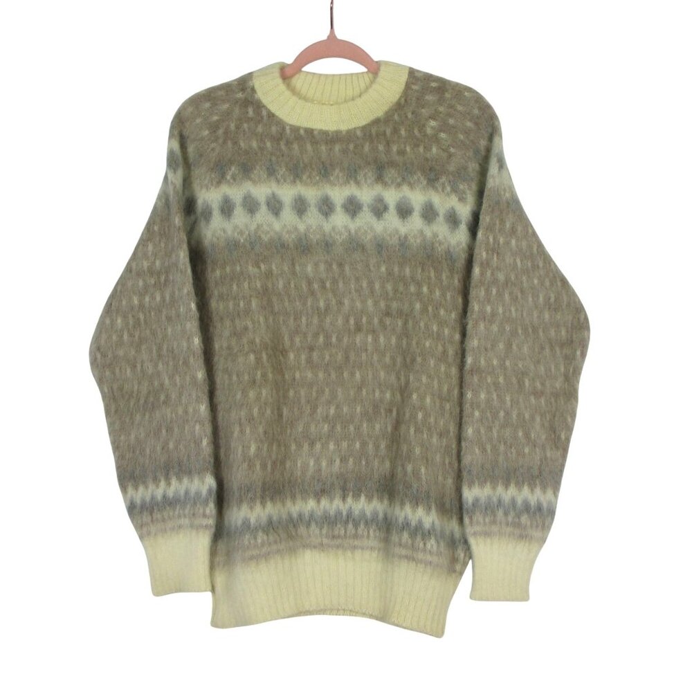 Men's Crewneck Sweater - Beige Pattern